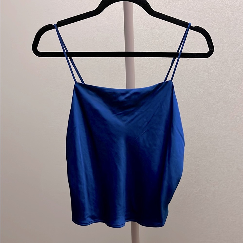 {{madewell}} Cobalt Blue Satin Cropped Tank